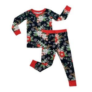 Little Sleepies pajama set in poinsettia holiday floral, size 18-24 months